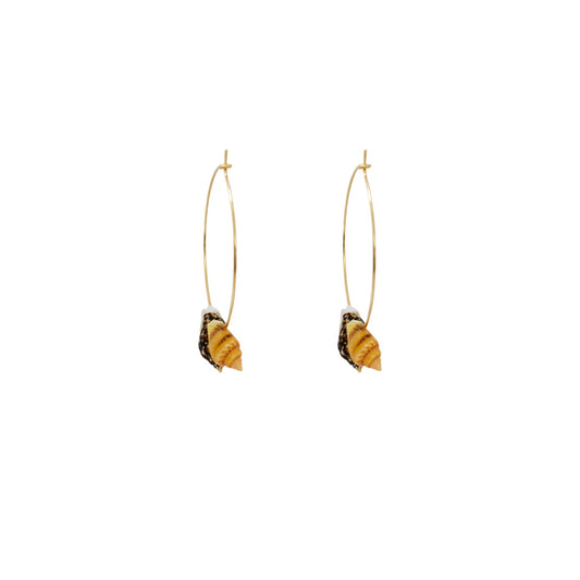 Triple Mini Shell Gold Hoop Earrings | by Ifemi Jewels